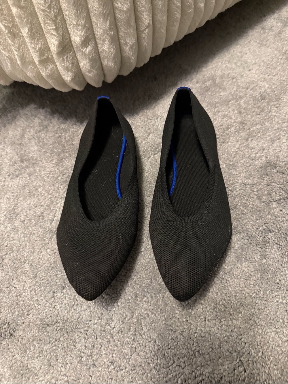 Women's Black Pointed Knit Slip-On Flats